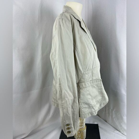 Michael Kors Womens One Button Blazer Suit Jacket Tan 100% Cotton Size 14 - Picture 10 of 12